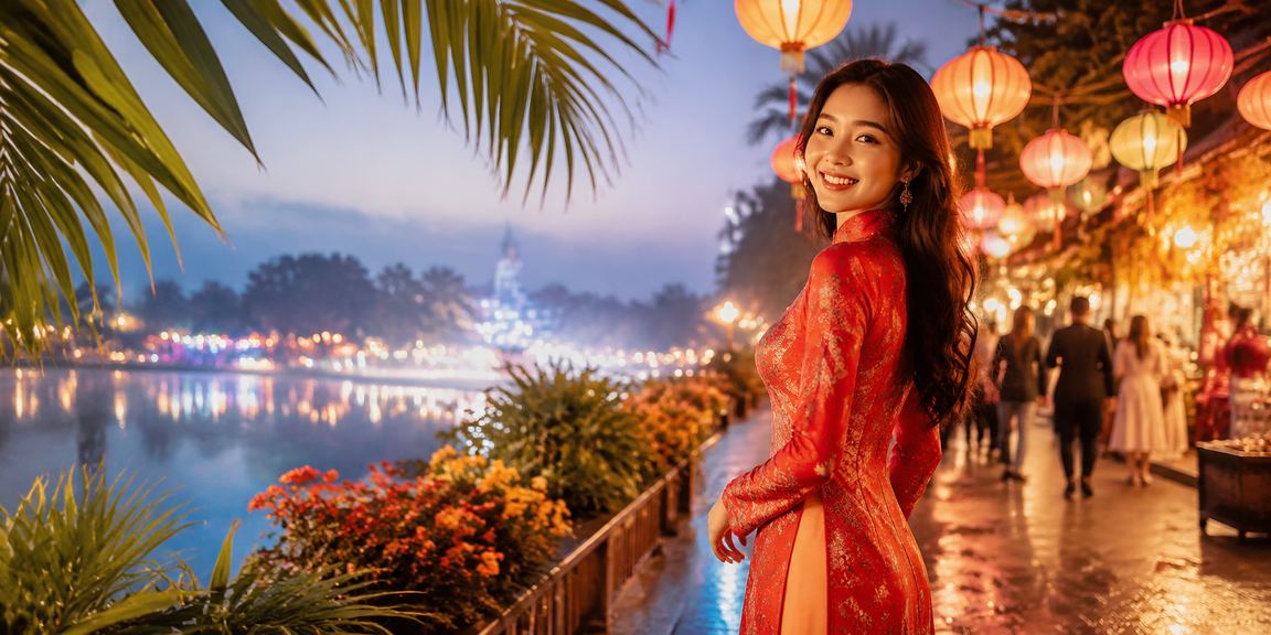 Cảnh chợ đêm Đà Lạt với người dùng chơi xổ số và trò chơi online trên điện thoại